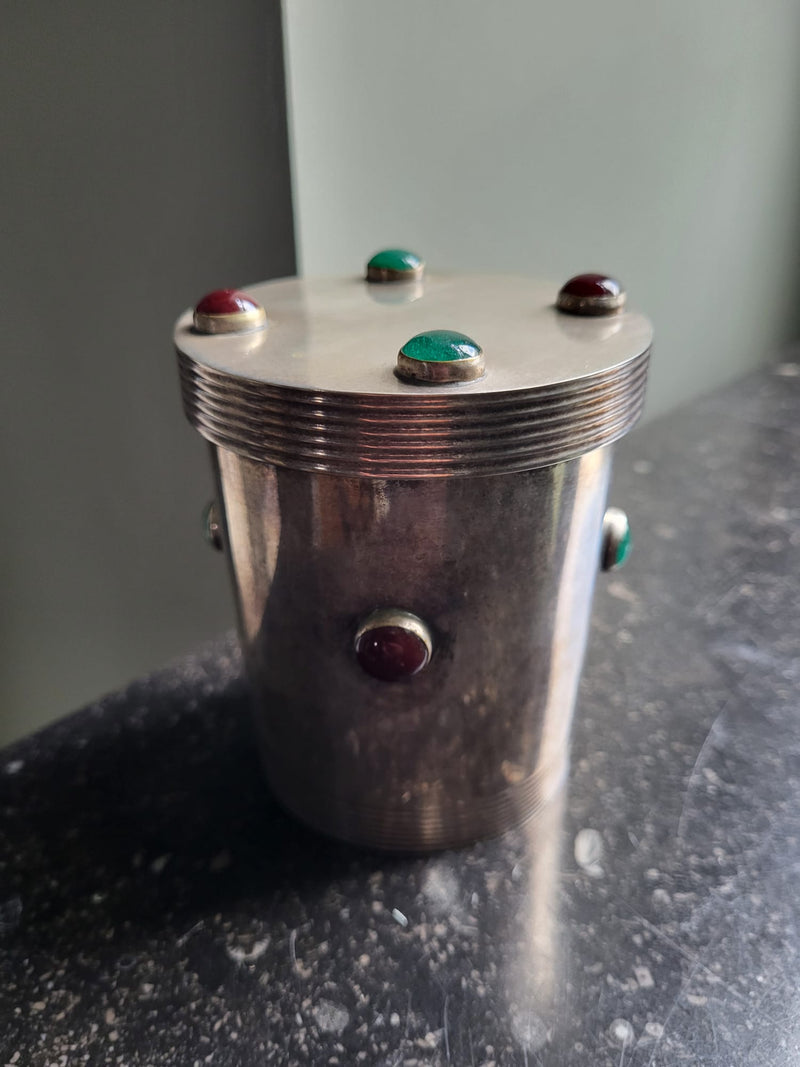 English Arts & Craft white metal tea caddy