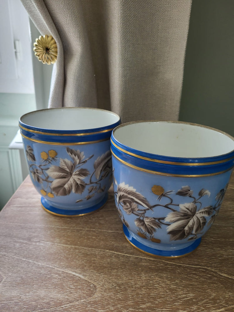 Pair of 19th Century Paris Porcelain Cache Pots