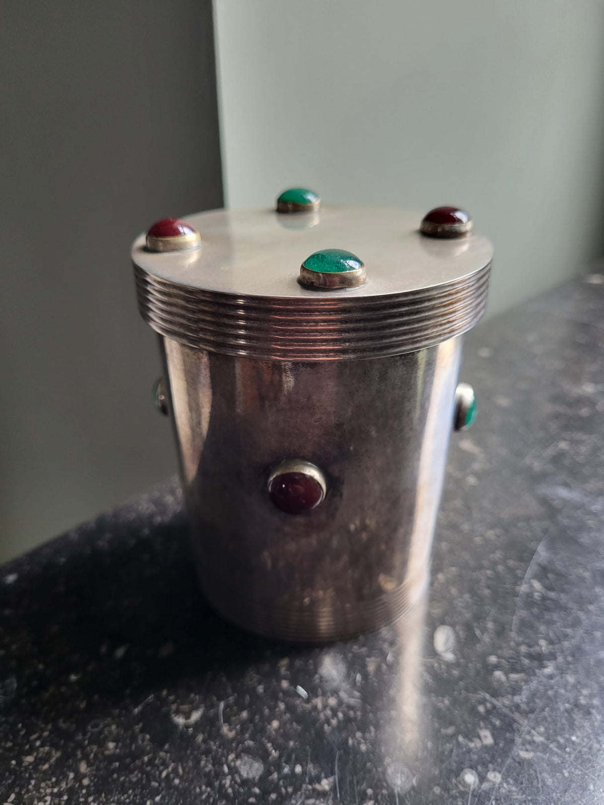 English Arts & Craft white metal tea caddy